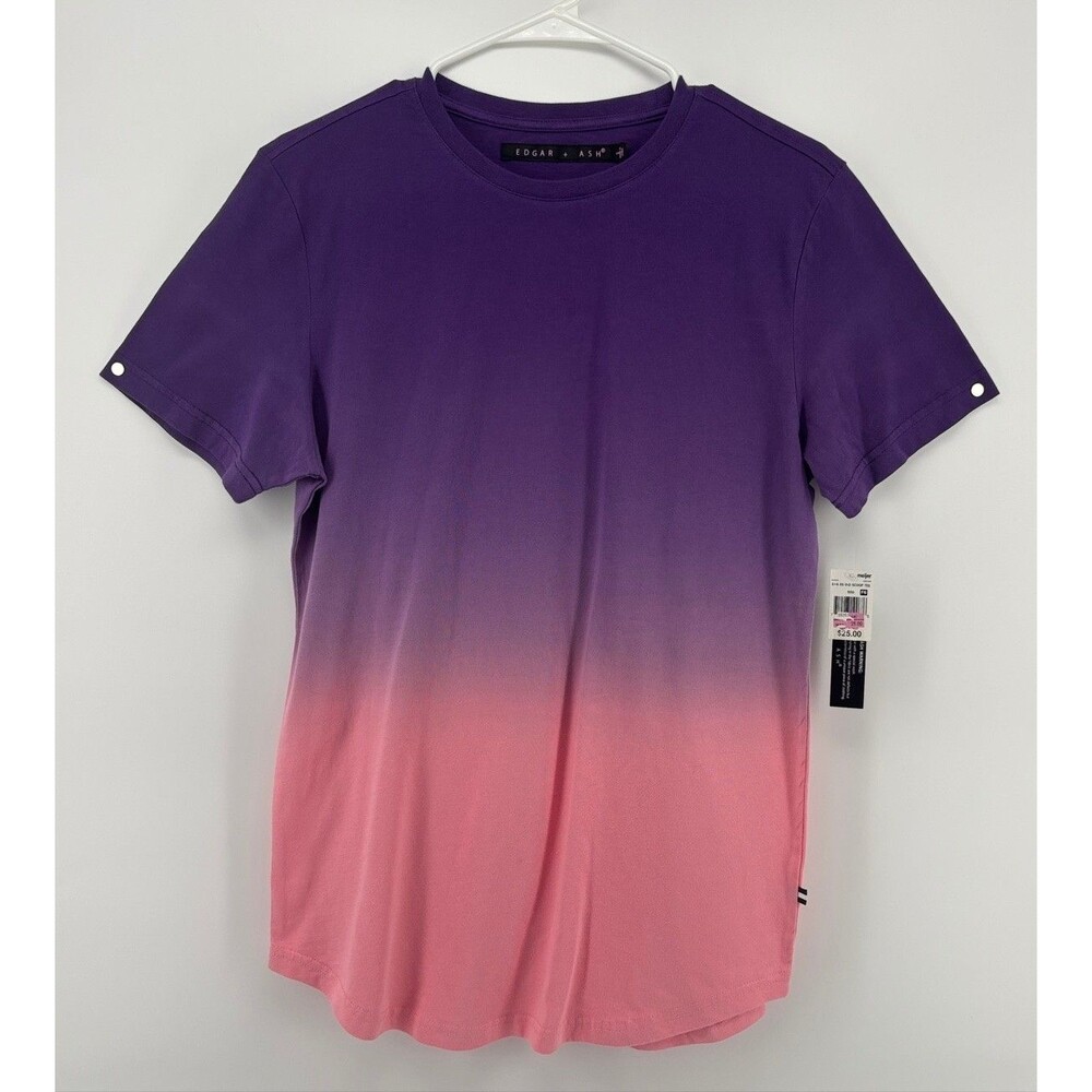 Edgar + Ash Women's S Purple Pink Ombre Scoop Neck Tee NWT Dip Dye